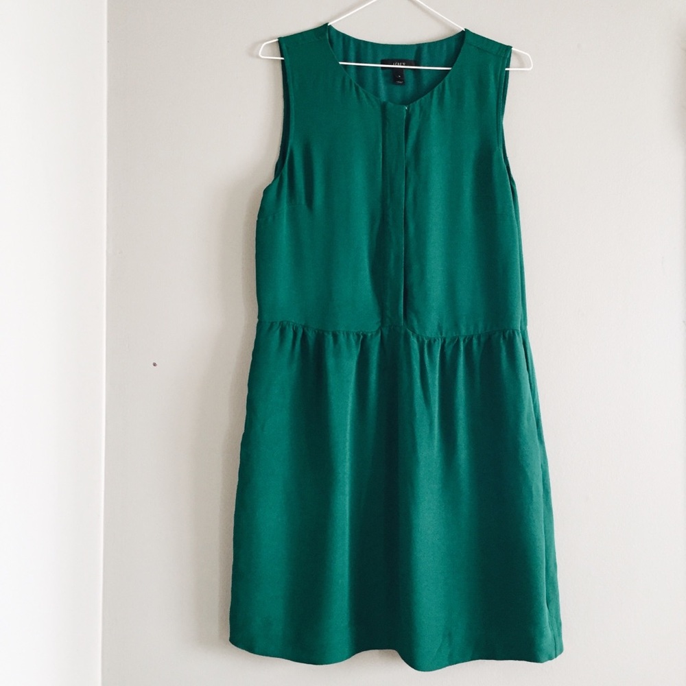 J. Crew emerald green mini tank cocktail dress